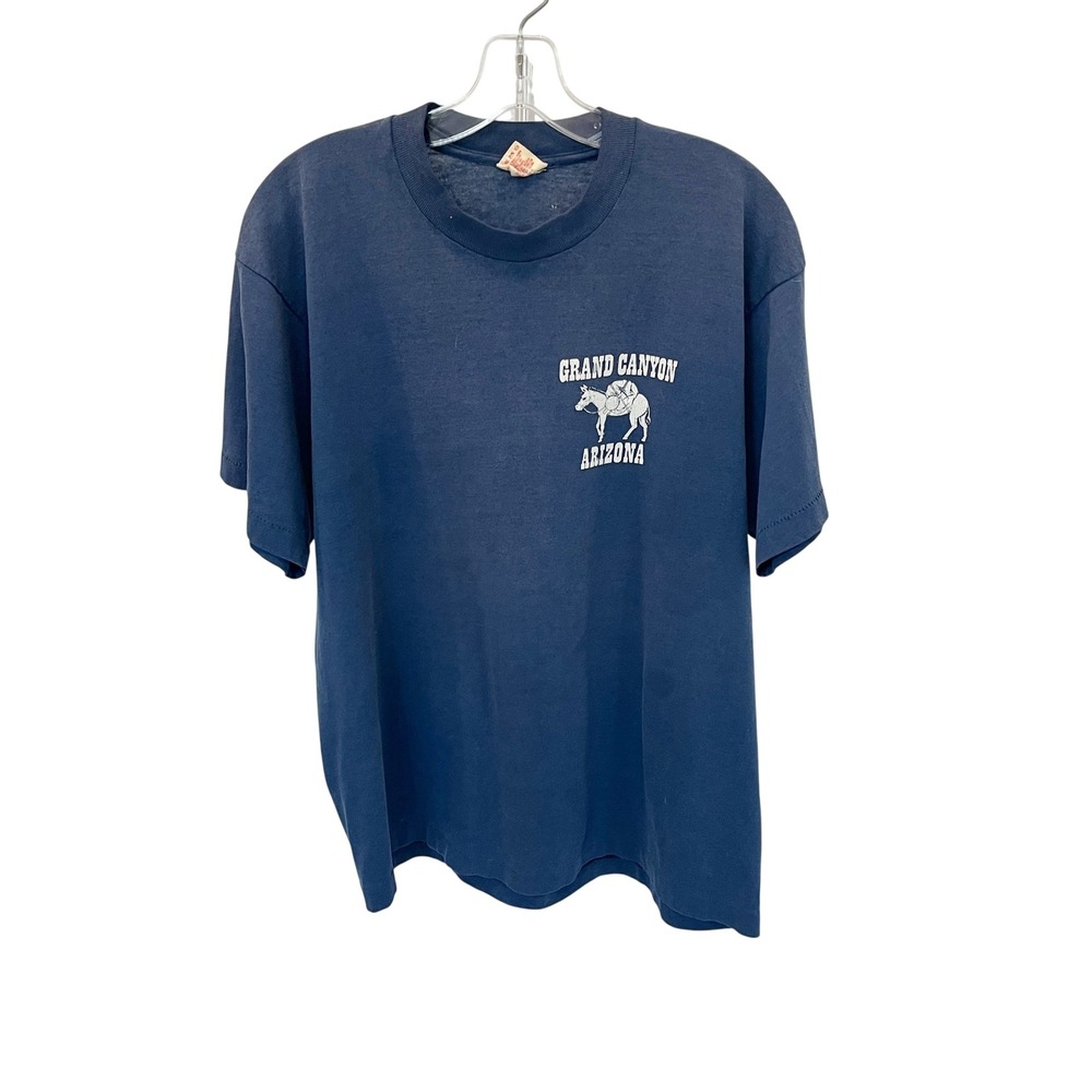 Vintage 80s Grand Canyon I Hiked The Canyon Tee Single Stitch Navy - Size XL